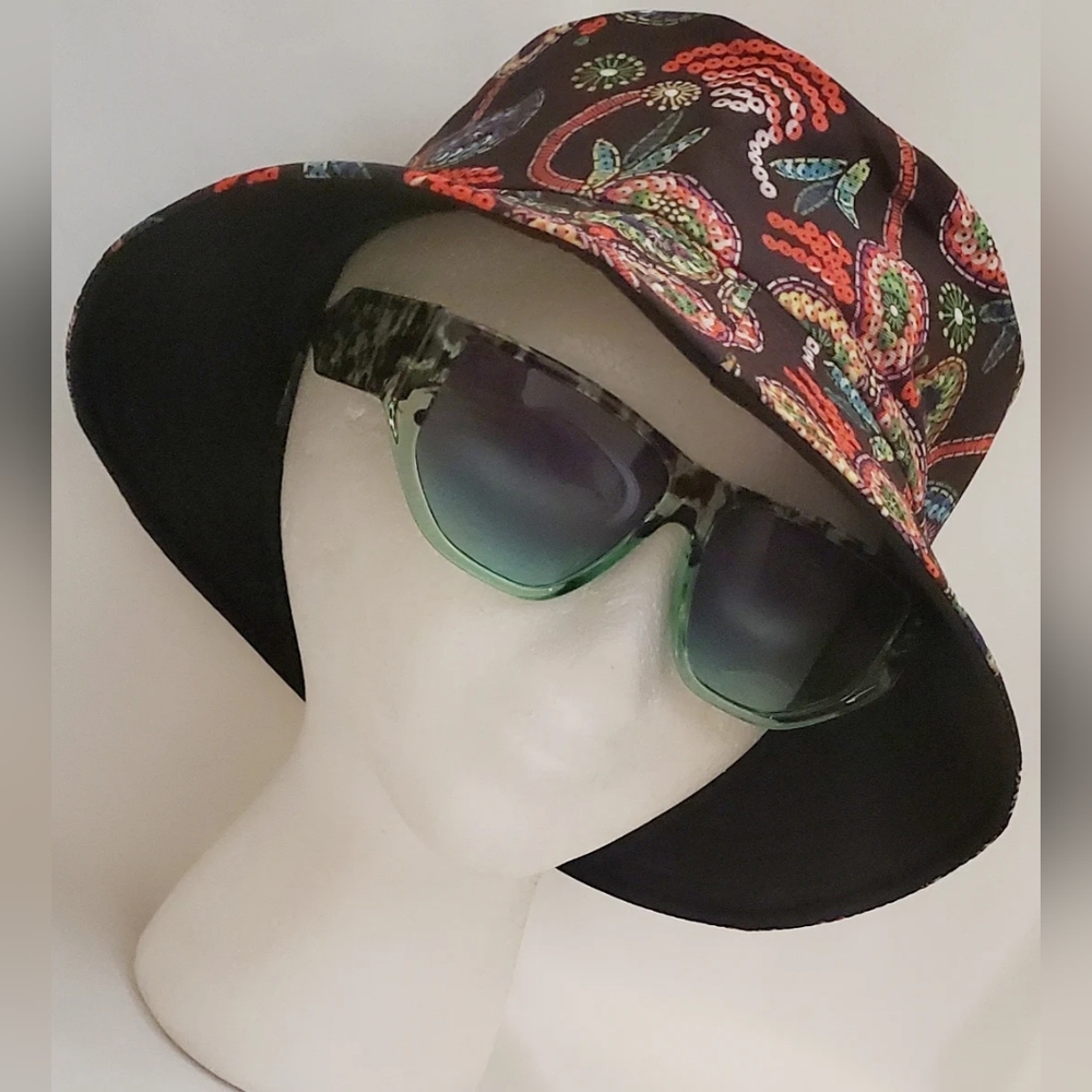 🎉Black Multi Paisley Print Bucket Hat